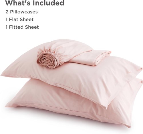 Bedsure Cooling Bed Sheets - Breathable Rayon from Bamboo | Soft & Silky Full Size, Deep Pocket Up to 16 Inches, Pink