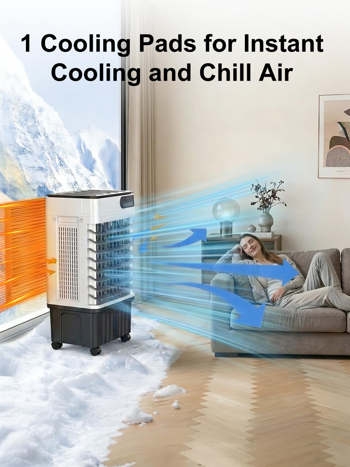 Uthfy Swamp Cooler, 30 Inch Evaporative Air Cooler with 5.3 Gal Large Water Tank, 1800 CFM, 120° Oscillation, 3 Modes & 3 Speeds, Remote, 12 H Timer, 4 Ice Packs, Portable Air Conditioner for Outdoor