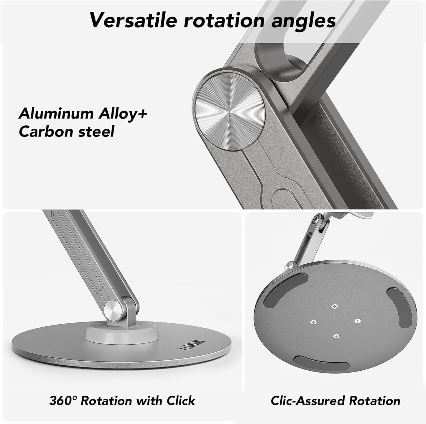 XAOSUN 360Rotation,Home Tablet Stand Magnetic for ipad Stand Desk Multi-Angle, Adjustable Foldable Tablet Holder,Metal