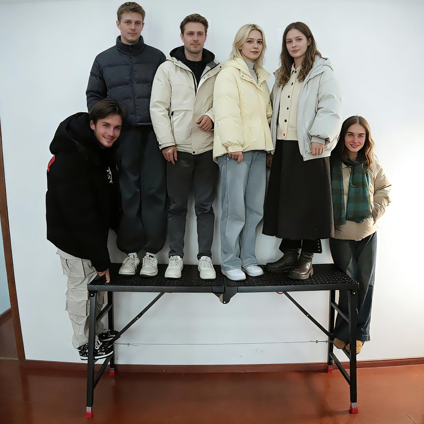 Foldable Scaffolding Platform, Height Adjustment 70.9x15.7x35.4-57 in Portable Welded Steel Work Platform, 770 lbs Capacity, Industrial Step Ladders Ideal for Home Improvement, Wiring and Painting