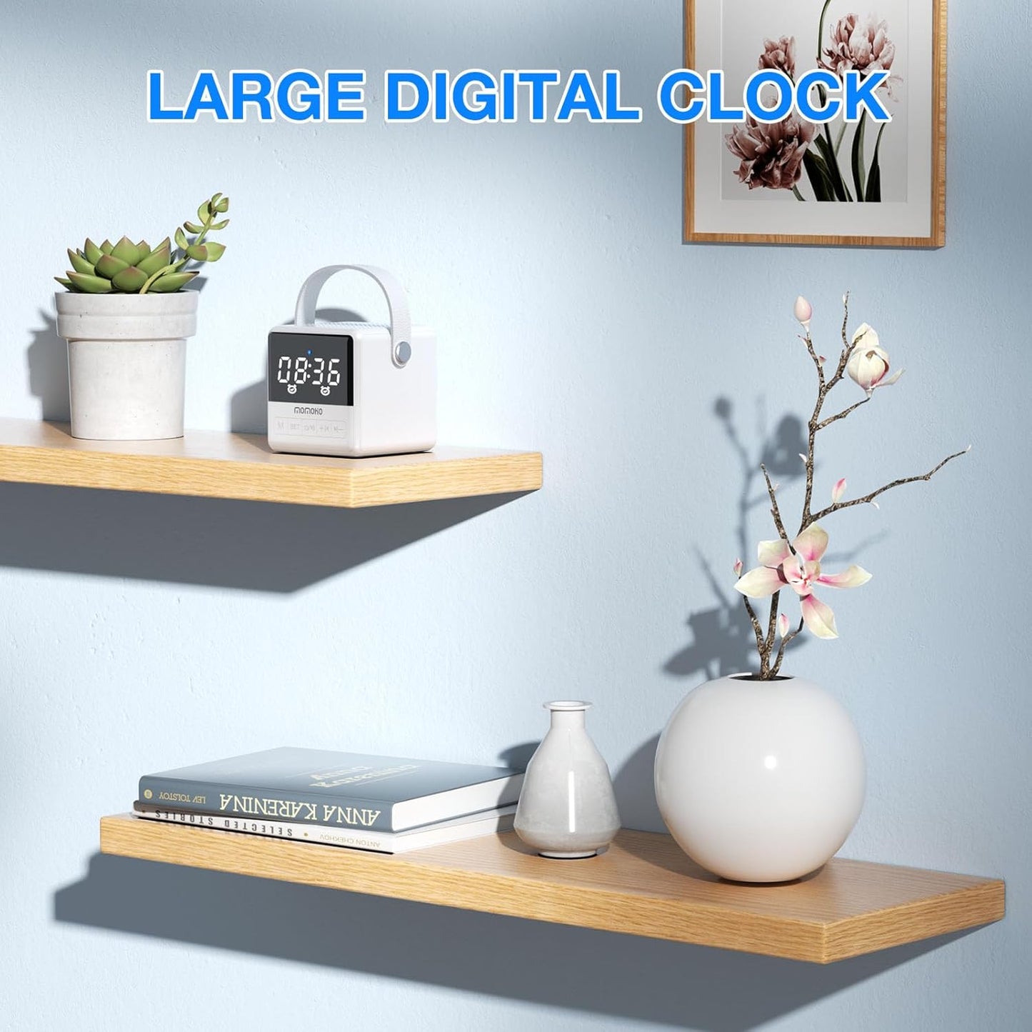 MOMOHO 50ft 5.2, Portable Bluetooth Speaker with Time Display, Portable Wireless Speaker, TWS Stereo Sound, Bluetooth
