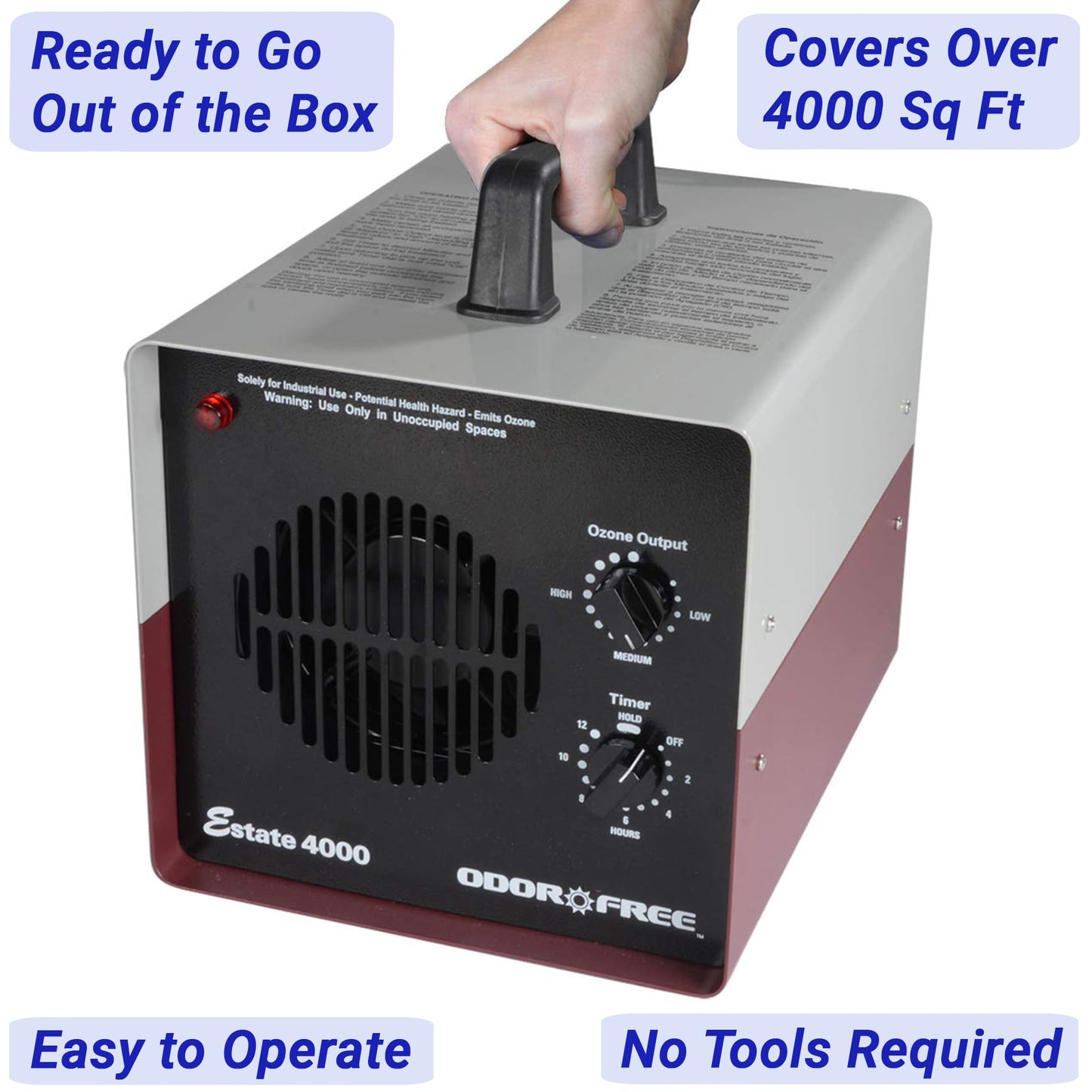 OdorFree Estate 4000 Ozone Generator for Eliminating Odors from Large Homes & Offices, Townhouses and Commercial Spaces at their Source - Easily Treats Up To 4000 Sq Ft