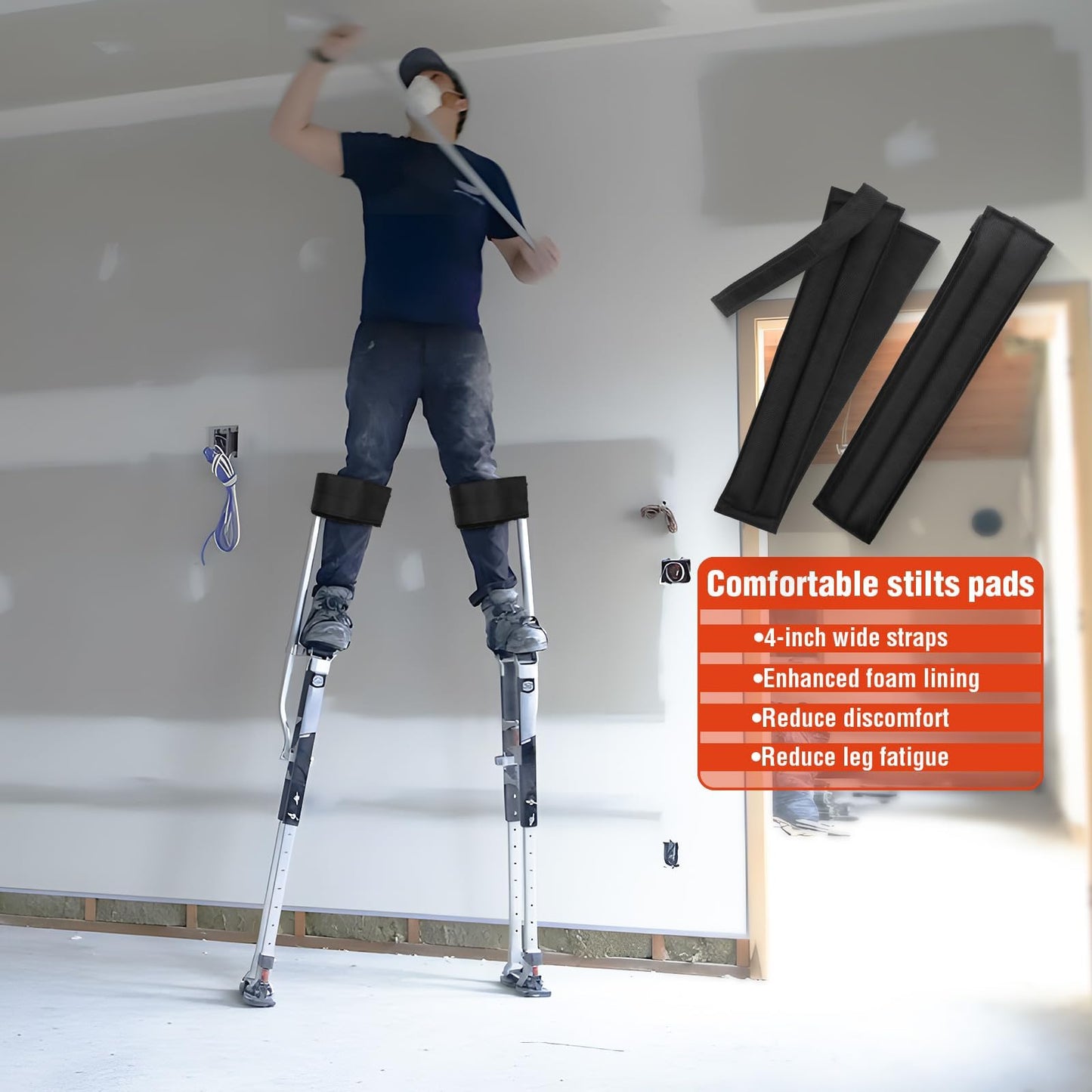 Anpoole Drywall Stilt Straps, Comfortable for All Day Wear, Heavy Duty and Stability, Work with Various Brands of Stilts, 1 Pair