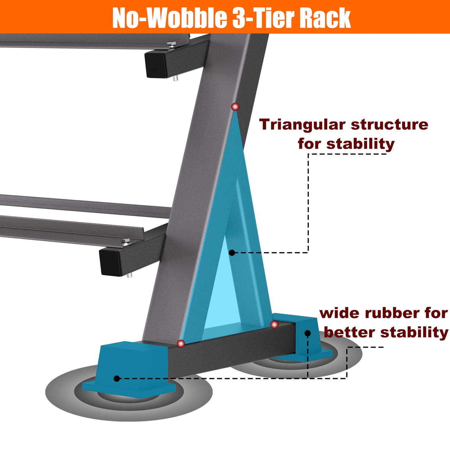 CHICAURA Heavy Duty 3 Tier Dumbbell Rack Stand, 1200LBS Weight Rack for Home Gym, Dumbbell and Kettlebell Storage with Adjustable Width, Stand Only
