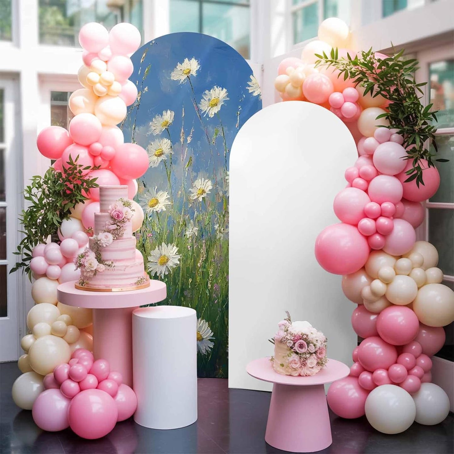 Jnbasdffb 6.6 Spring Floral Wedding Arch Cover,Stretchy Spandex Arch Backdrop Stand Covers FT,Pastoral Flowers Oil