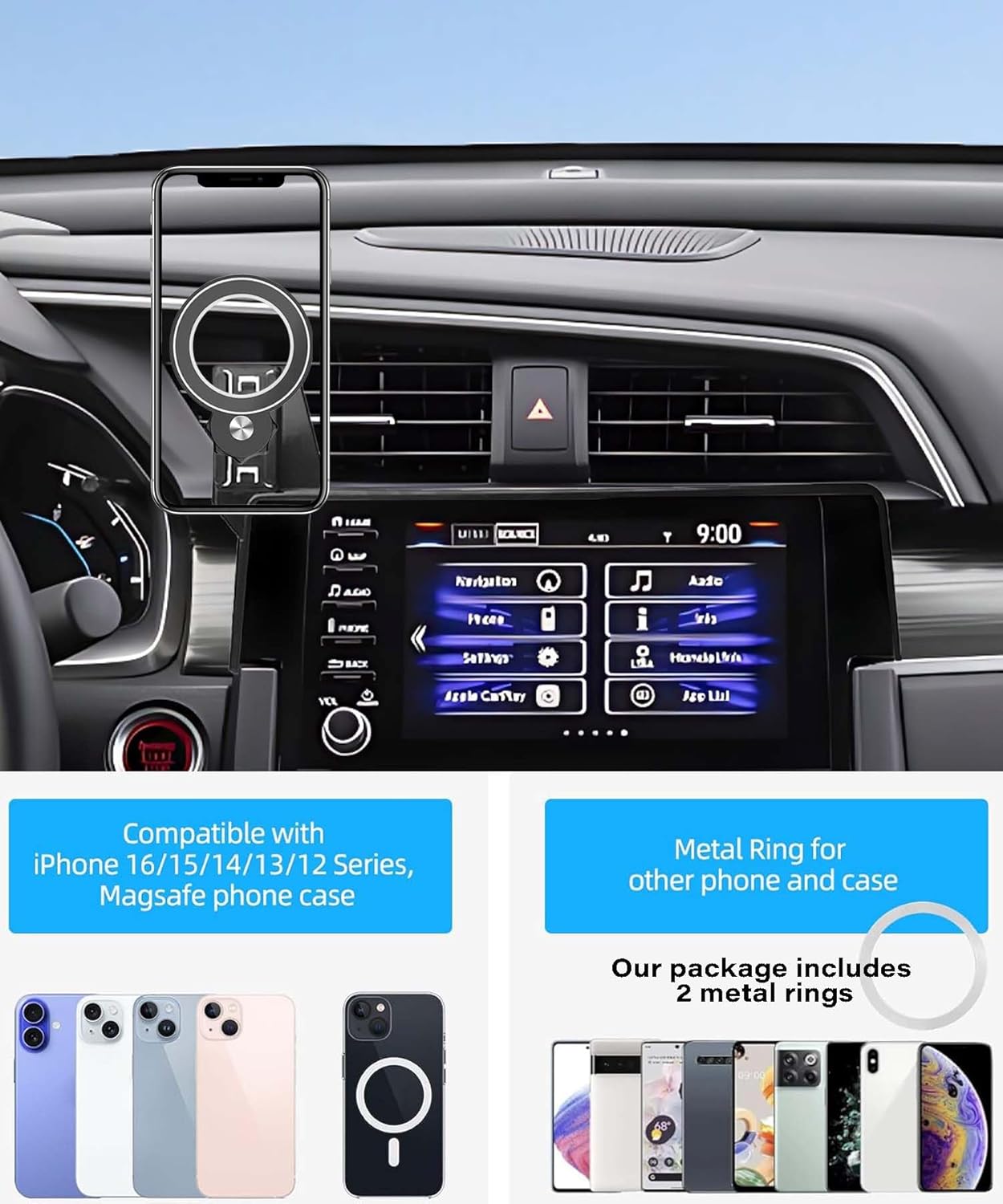 AbeeyGeomarn 2016-2021 5/7 Inch 360 Car Phone Holder for Honda Civic Accessories Apply to Touch Screen Fixed Clip