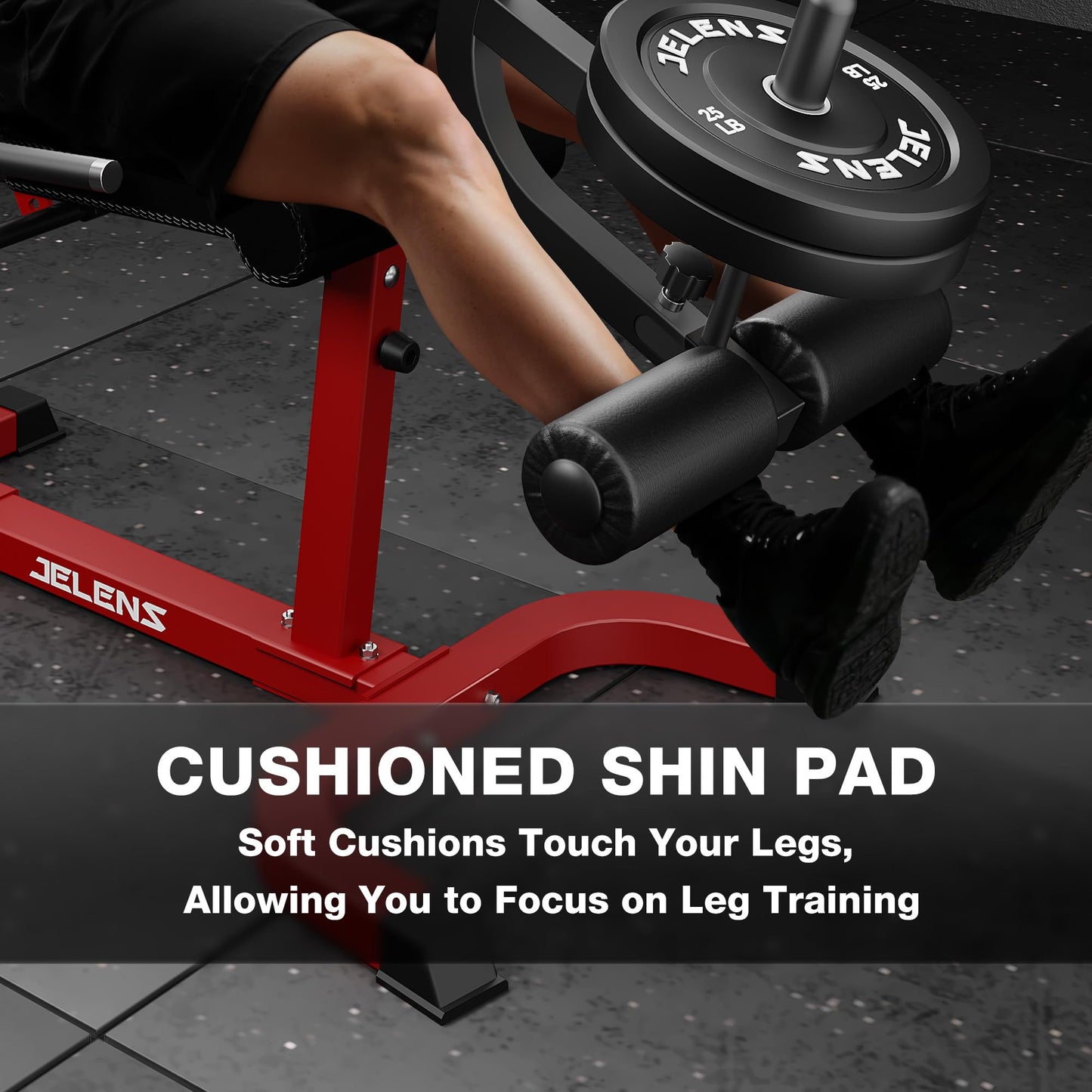 JELENS J10 Leg Extension and Curl Machine, Adjustable Leg Curl Machine for Home Gym, Seated Leg Extension and Lying Curl Machine for Lower Body Workouts (Red, Classical)
