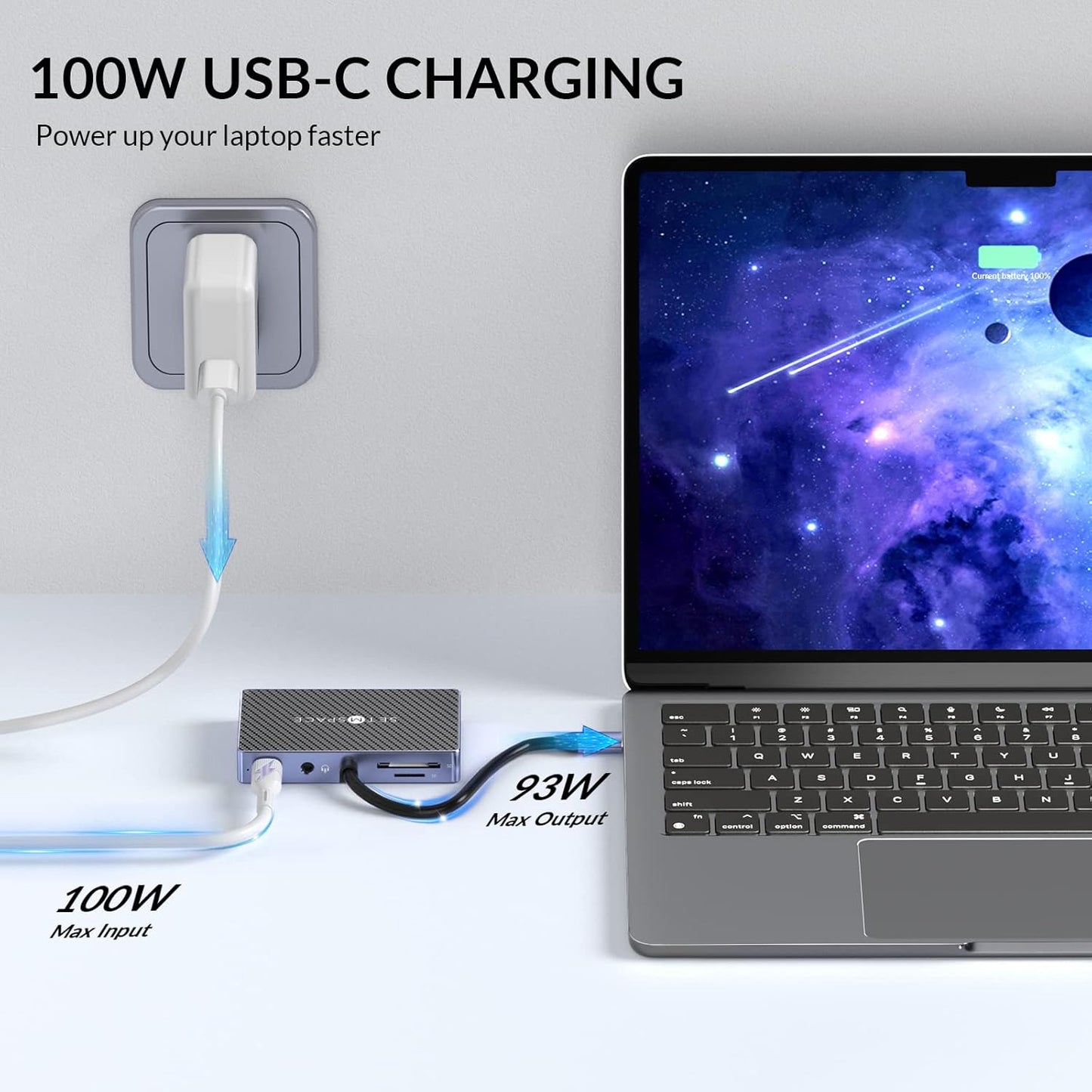 SETMSPACE 5Gbps 100W 3.5 USB C Docking Station, Laptop Docking Station Transfer, USB C Hub HDMI, VGA, SD/TF Reader, PD