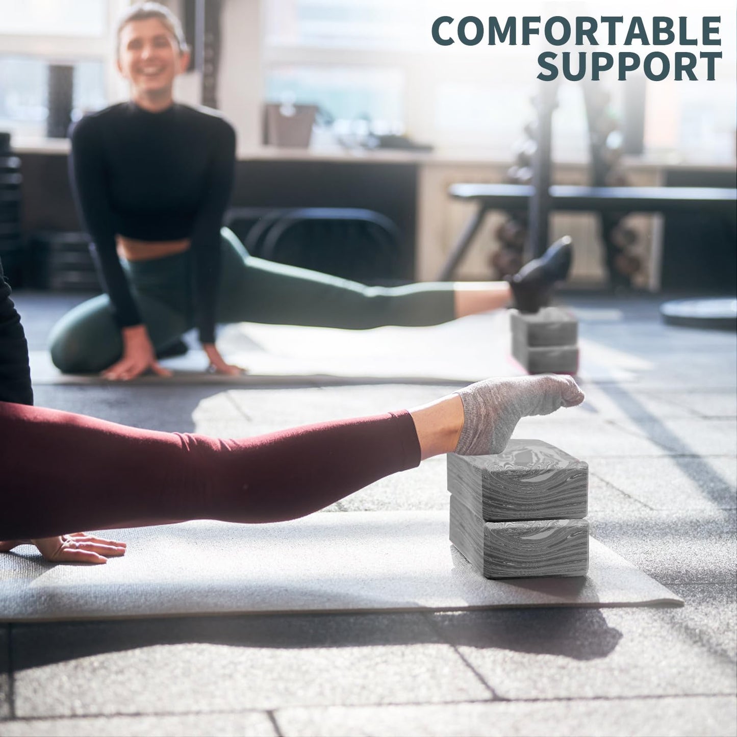 2-Pack Yoga Blocks, High-Density 9"x6"x3" Yoga Brick Foam Blocks Non-Slip EVA Foam Block Yoga Props Accessories for Yoga Pilates Stretching and Meditation (Camo Grey)