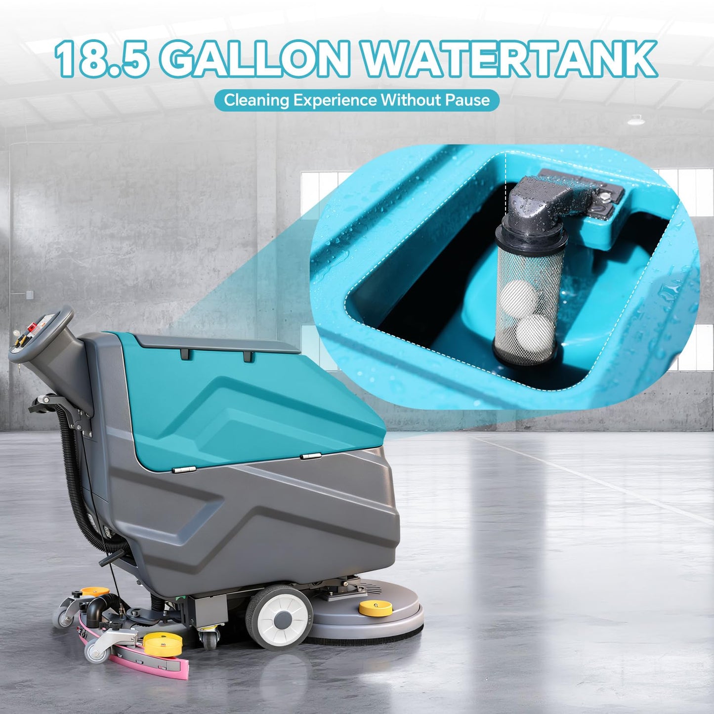 KARHDIR C7 Walk Behind Commercial Floor Scrubber Machine, 22" Cleaning Width, 33" Suction Width, 18.5 Gallon Solution Tank, 15.9 Gallon Recovery Tank, 32000 Sqft/h, Complete Set of Parts