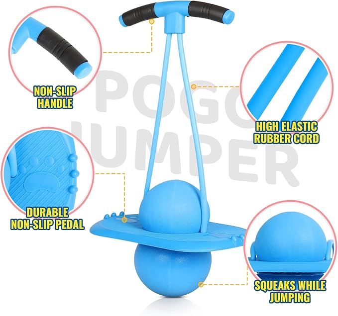 FAHKNS Pogo Ball for Kids - Sturdy Pogo Stick Alternative，Jumping Toy for Ages 4-12 with Handle，Safe Hopper Ball for Outdoor Play, Boys & Girls