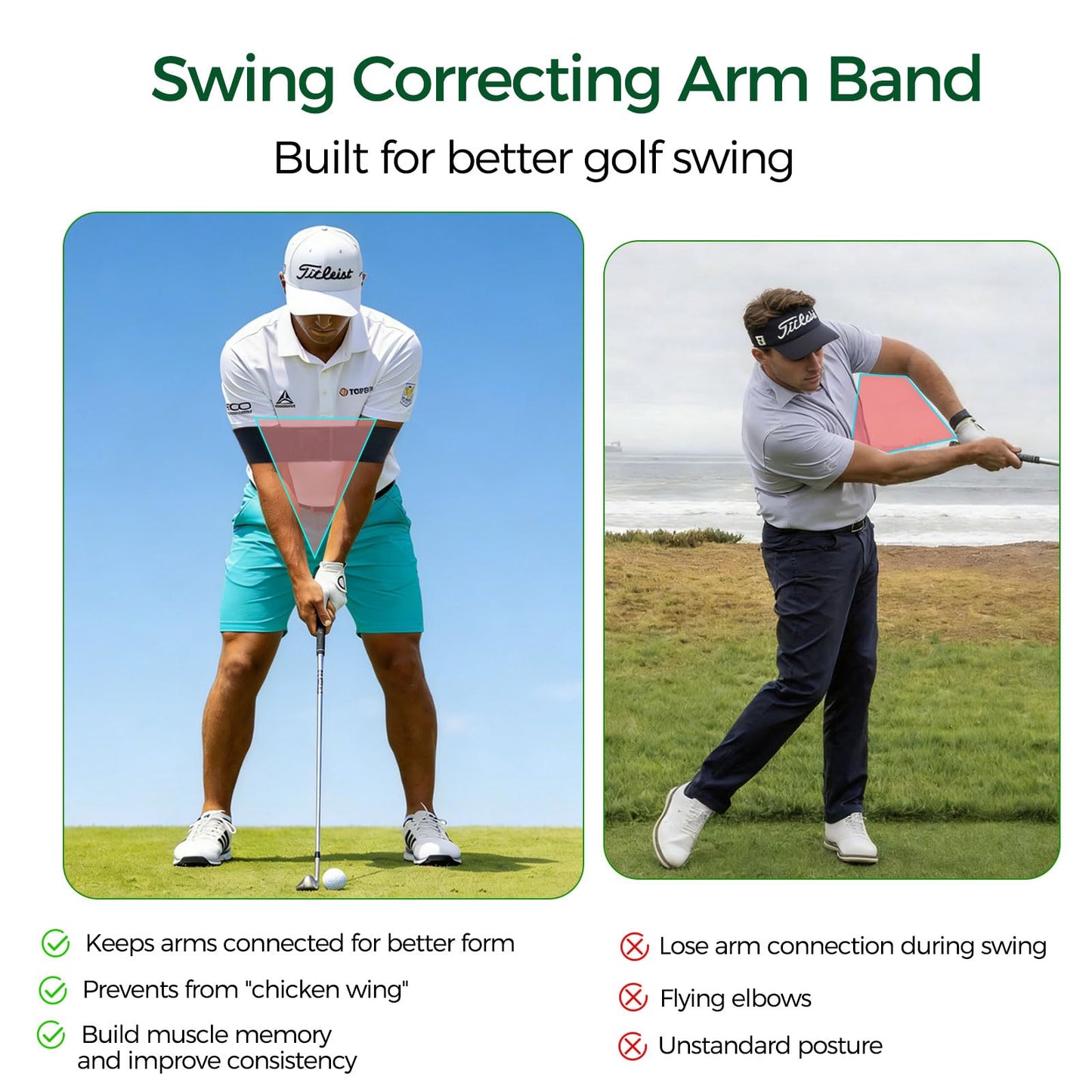 RILL Golf Training Aid, Include Golf Wrist Training Aid and Arm Band, Golf Swing Training Aid to Correct Wrist Angle and Develop Muscle Memory, Posture Correcting Tool for Beginners and Pros