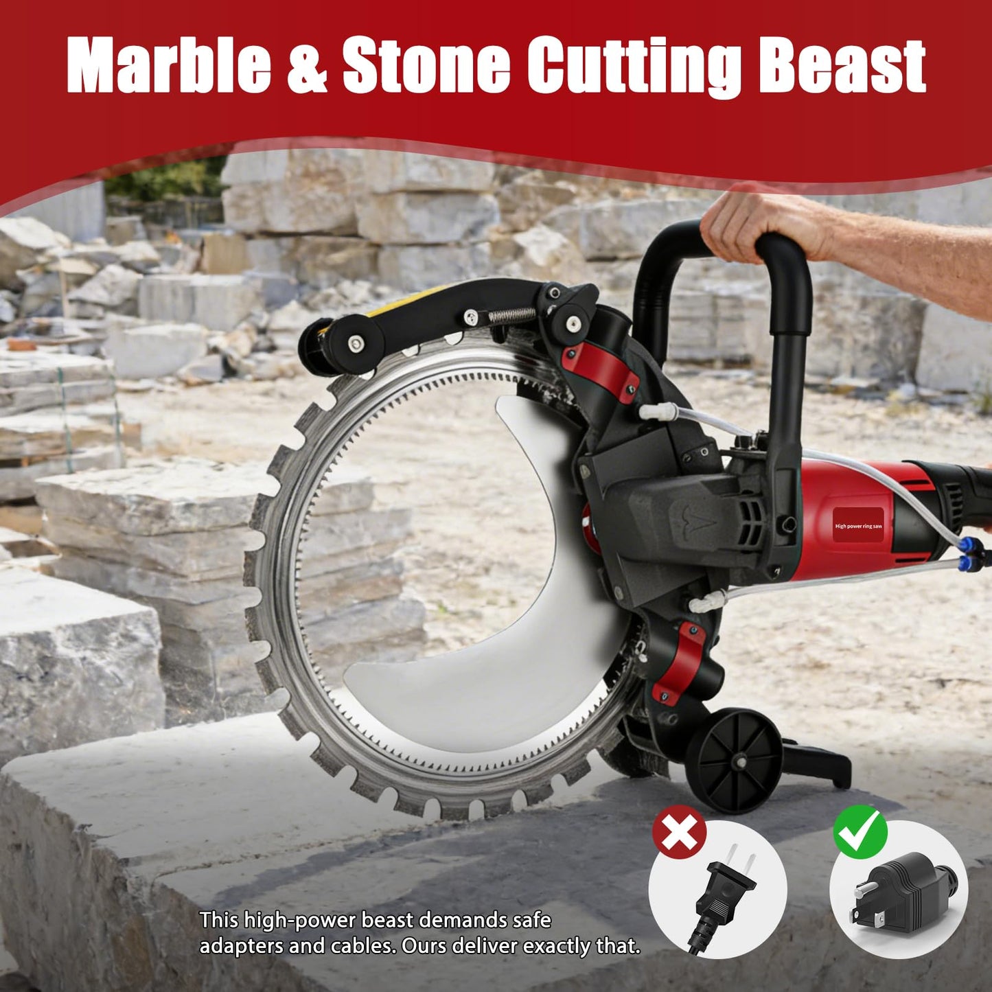 16" Ring Concrete Cutter Saw, Max Cutting Depth 12", 5000W Electric Concrete Saw with Thickened Titanium Alloy Diamond Blade & Wet Cutting System for Concrete, Bricks, Rebar