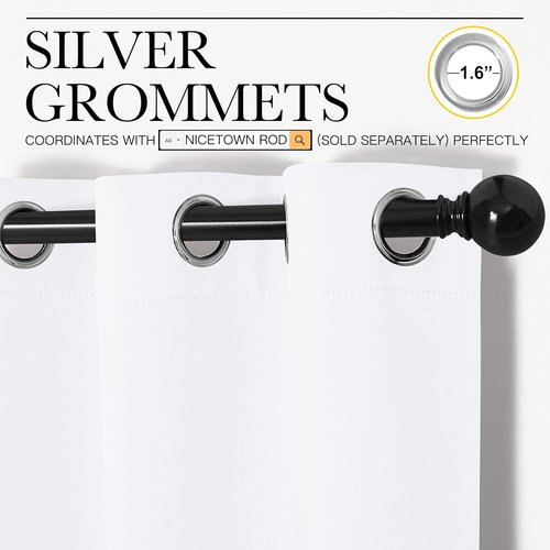 NICETOWN Draperies Curtains - 50% Light Blocking Window Treatment Panels for Small Bedrooms | 2 Panels, 55" x 68", White