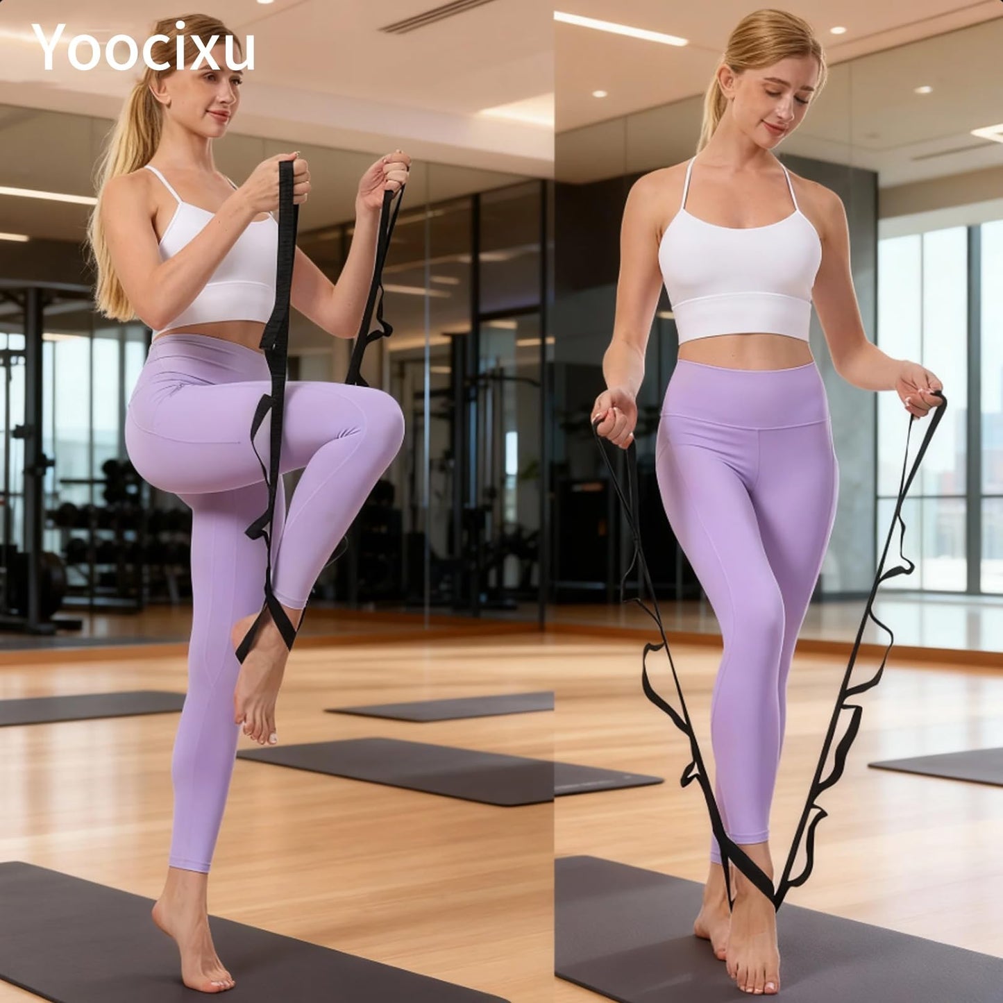 Yoga Straps for Stretching, Non-Elastic Stretch Band with 10 Loops, Durable Flexibility Strap for Physical Therapy, Pilates, Exercise, Home Workout, Gymnastics, Stretching Aid for Women & Men