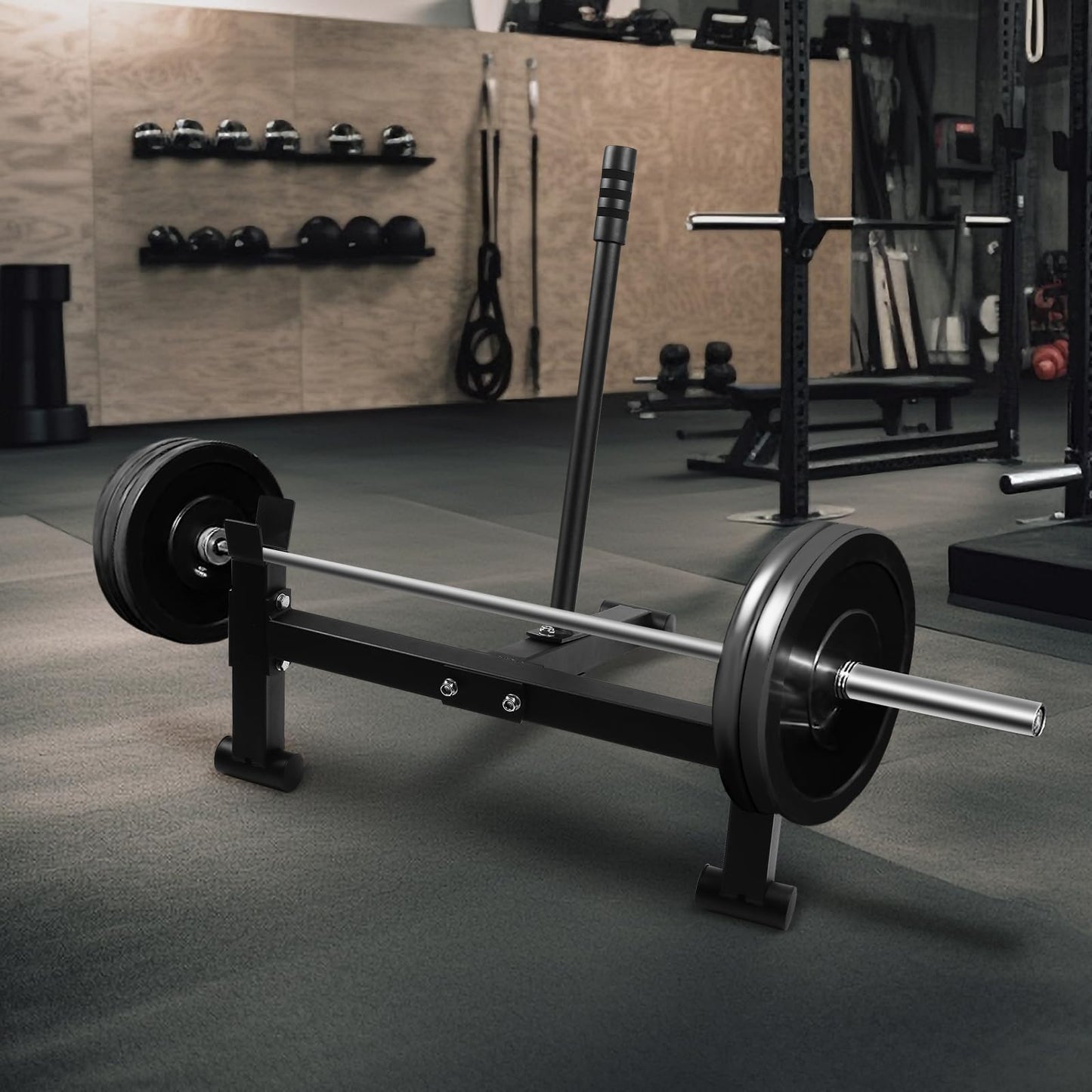 Deadlift Barbell Jack Stand，Anti-Slip Handle Deadlift Stand Home Gym Deadlift Exercises Heavy Duty Barbell Weight Changer Weight Training Equipment, 600lb Capacity(with Slip-Proof Glove)