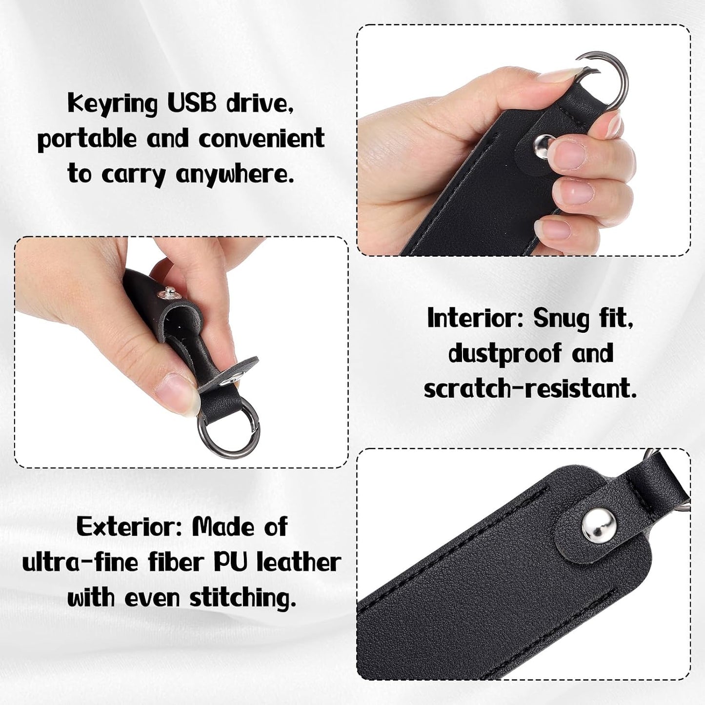 SynHHergyx 3 Pcs USB Flash Drive Case Leather Storage Cases. Anti Lost Thumb Flash Drive Holder USB Holder Protective