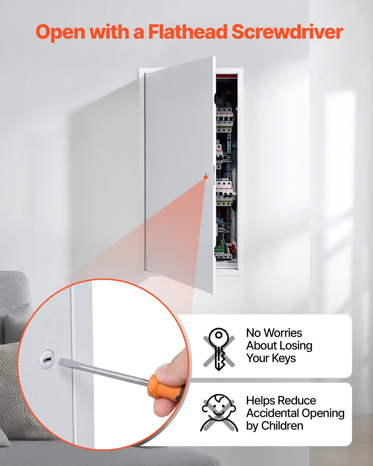 VEVOR Access Panel for Drywall, 30.3 x 15.2 in Galvanized Steel Access Door, Easy Install Hinged Service Panel with Screwdriver Latch, for Ceiling Plumbing Electrical, 14.4 x 29.4 in Cutout Size White