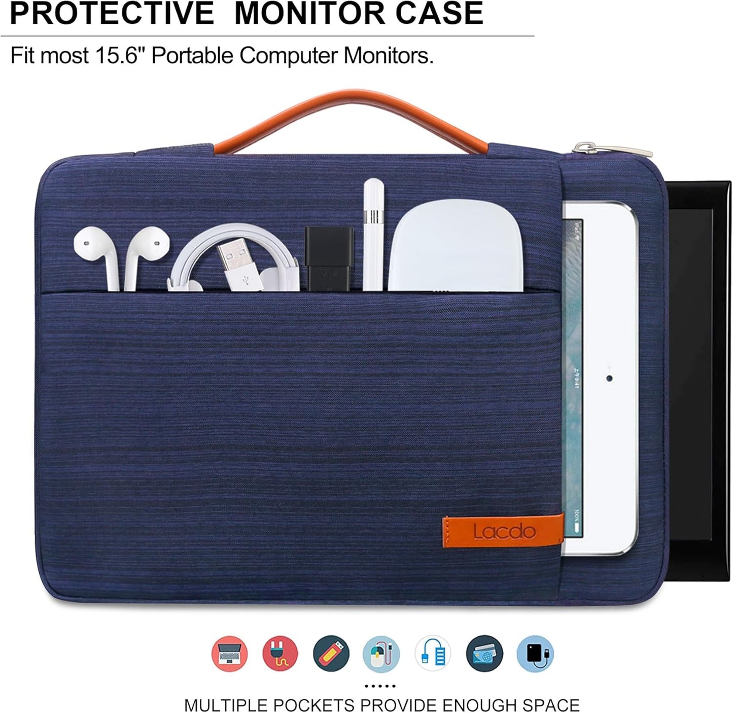 Lacdo 15.6 inch 15.6 inch Portable Monitor Case for Most Portable External Monitor, for Computer Laptop External