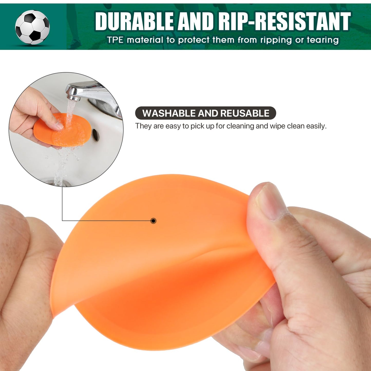 SIFENYU 4inch 9 Inch Poly Spot Markers for Gym Floor Poly Spots, 12/18/24/36 Pcs Round Non-Slip Rubber Floor Dots Agility Markers Flat Cones for Sports Soccer PE Training, Dance, Classroom Activities