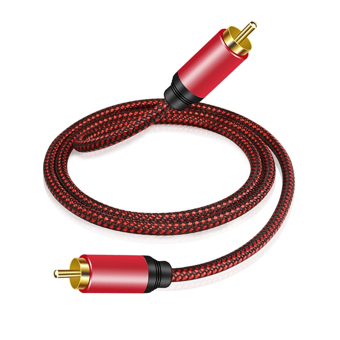 Tiierzon 3Ft,1RCA 1RCA (3Ft) Digital Coaxial Audio Cable Male to Male Subwoofer Cable Nylon Braided RCA Video Cable