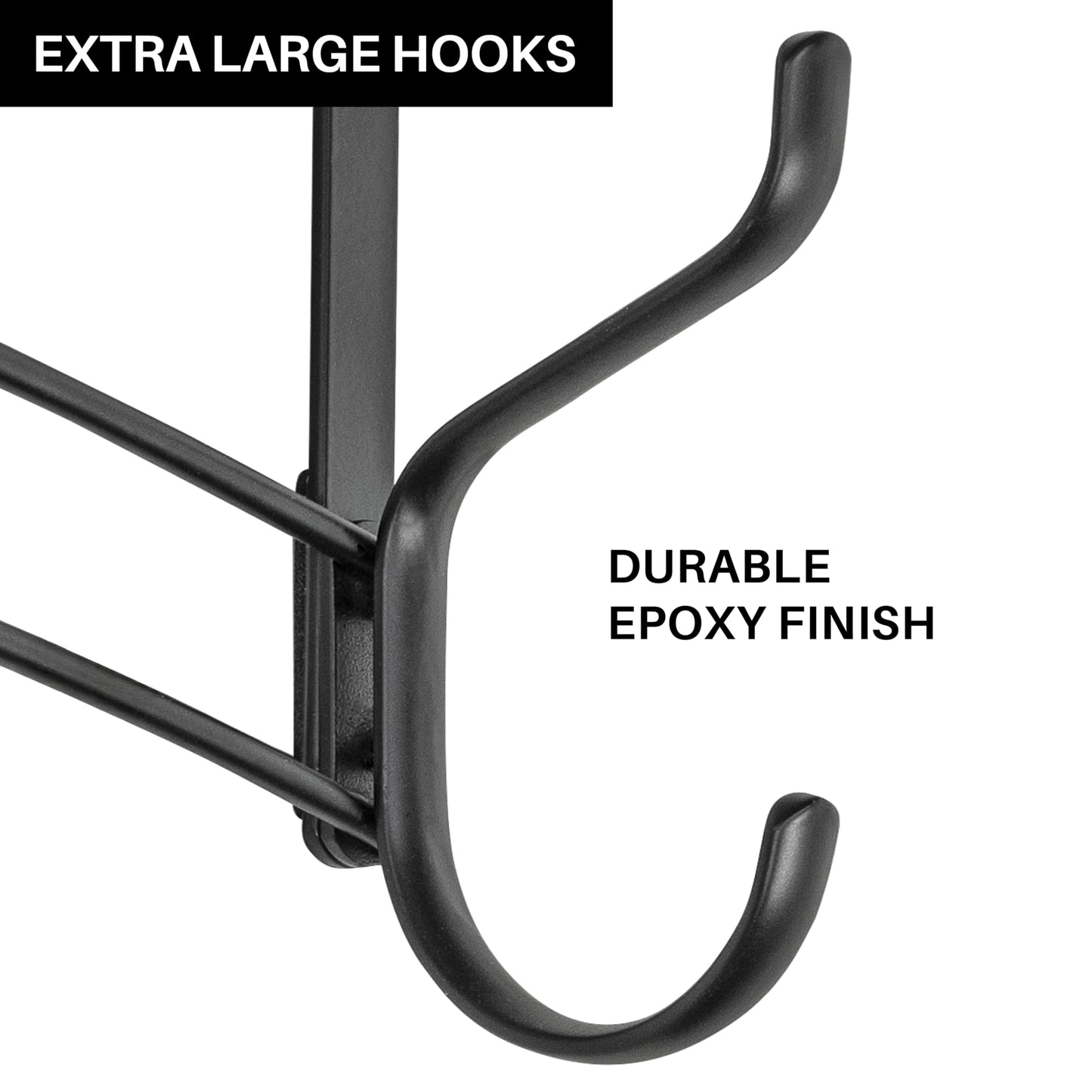 LYNK Professional® Home™ Over the Door Hooks - 46 Hook – Over the Door Coat Rack - Over the Door Hanger - Hanging Towels or Clothes - Bathroom, Bedroom, Laundry Room - Lifetime Ltd. Warranty, Black