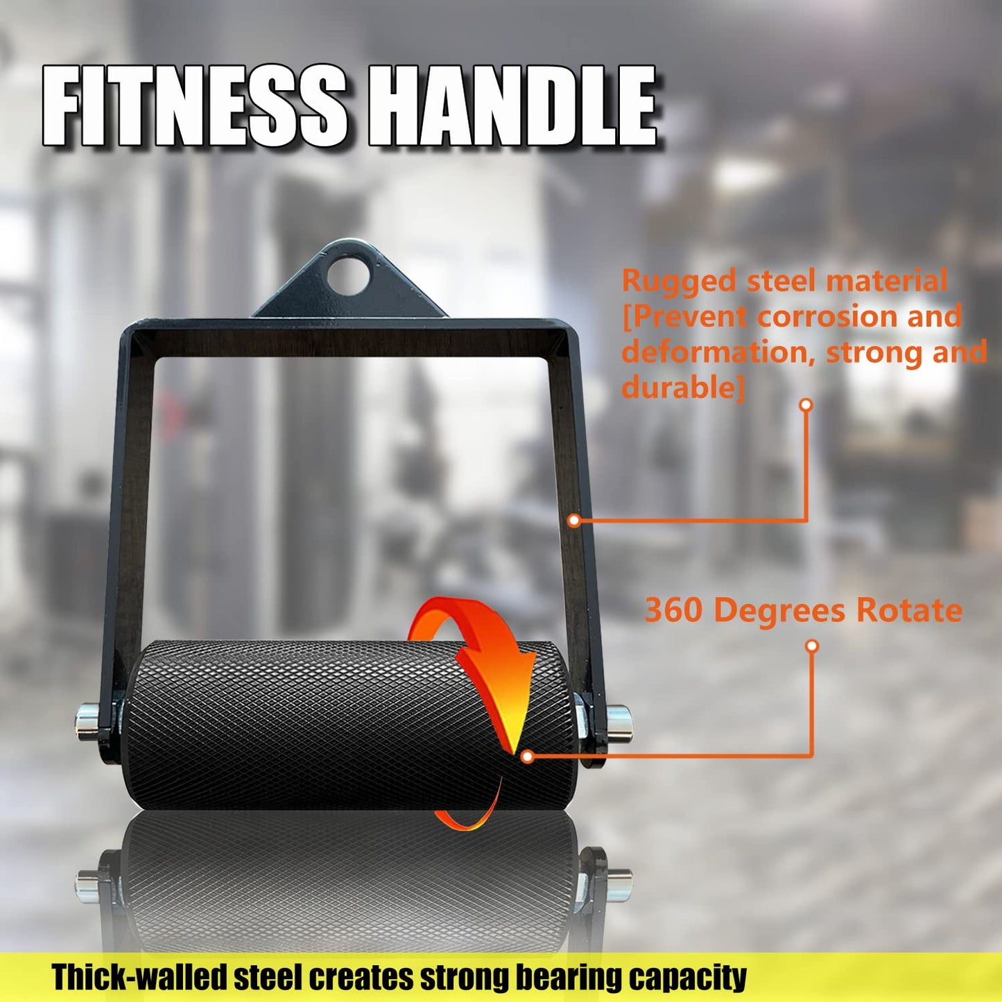 MARSAFIT Gym Fitness LAT Pulldown Attachments, Fat Arm Wrestling Exercise D Handle Cable Attachment, Arm Lifting Deadlift Handle Grip for Finger Wrist Strength