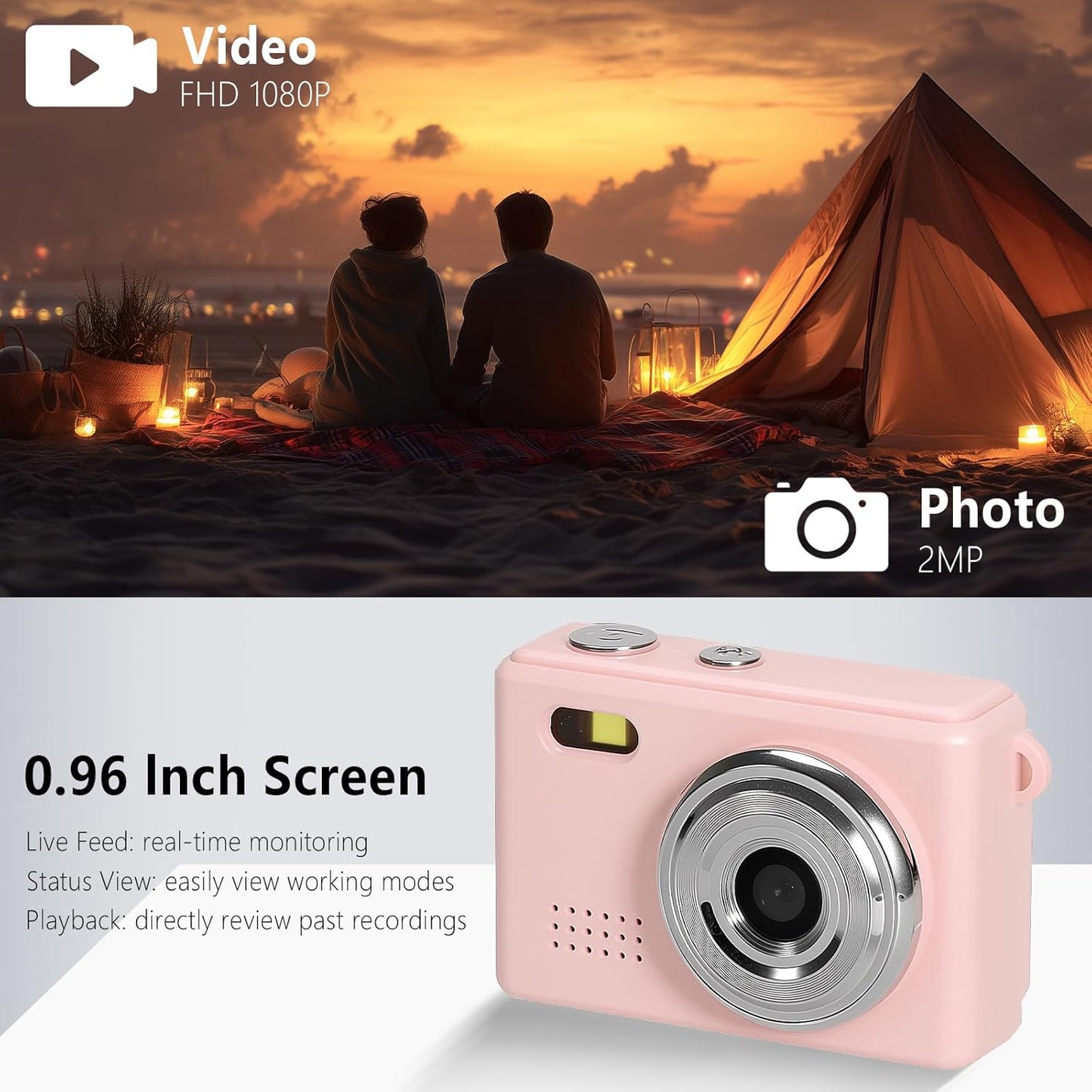 Mhaohuofu 1080p 32GB 6 0.96" 100 Pink1) Mini Keychain Camera, FHD Mini Digital Camera with SD Card, Flash, Creative