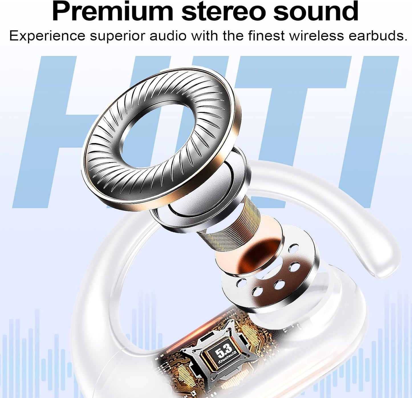 Sound,60Hrs xiwxi Wireless Earbuds Bluetooth Headphones,Over Ear Buds for Sport with Deep Bass Playtime Earphones
