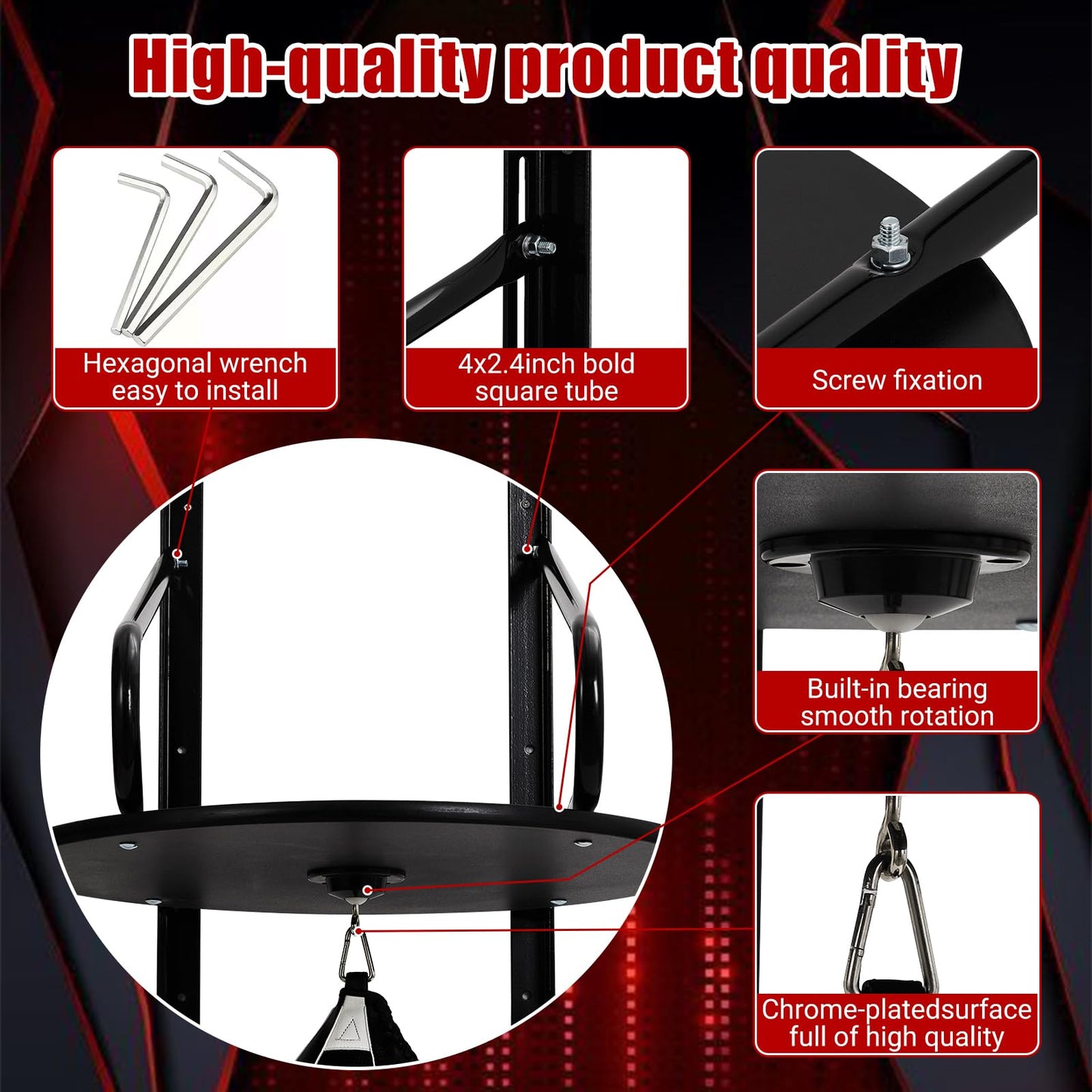 Heavy-Duty Adjustable Speed Bag Platform, 24-Inch Wall Mount Boxing Kit with 360° Swivel for Professional Home Gym Training