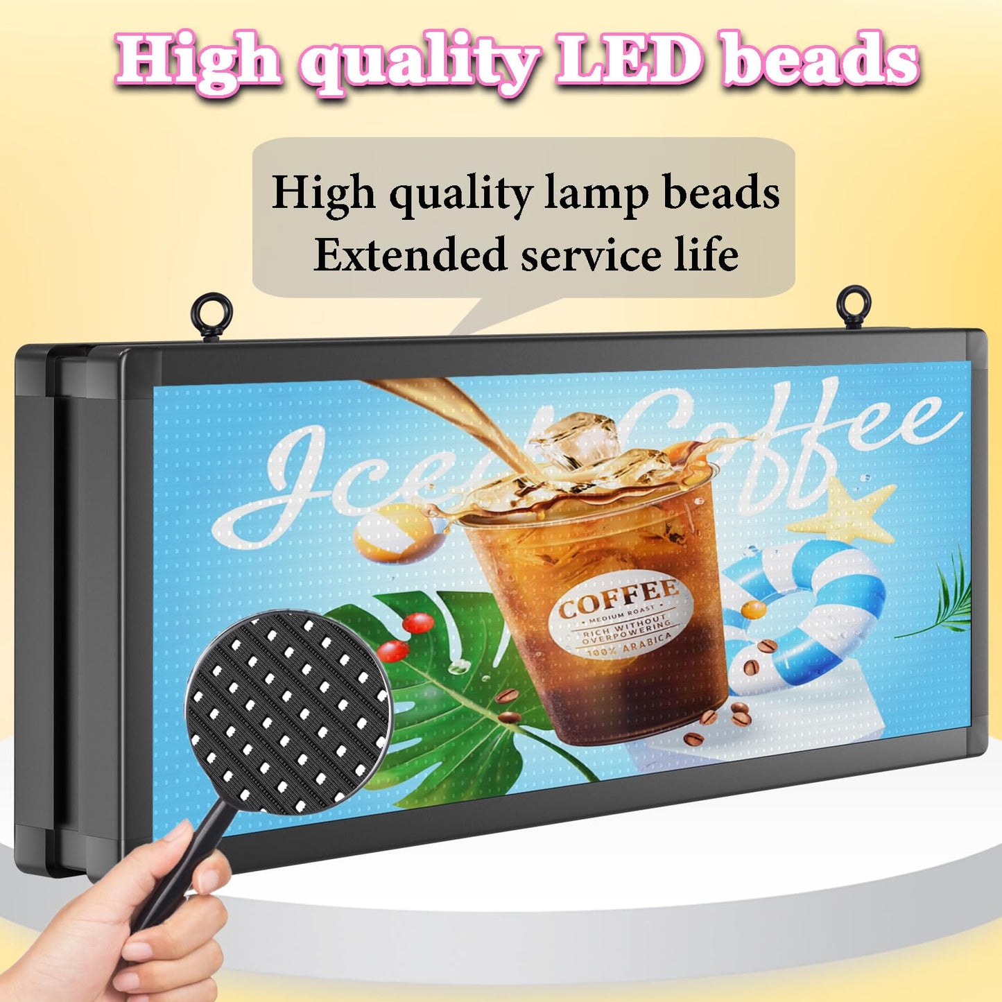 P10 39"x14" Double-Sides LED Advertising Sign Outdoor Digital Billboard with High Brightness, WiFi Programmable for Stores, HD Image/Text Display, Weatherproof & Energy Efficient