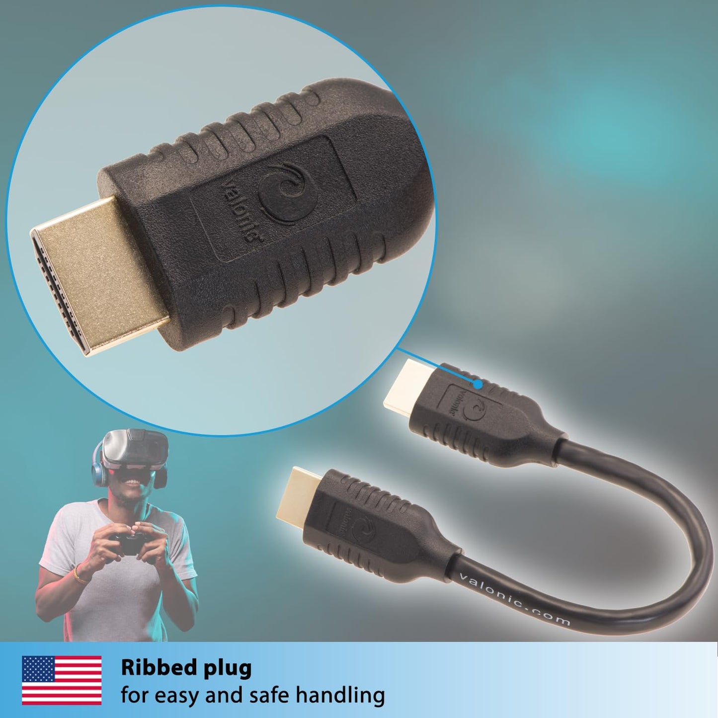 0.6 4k, PS5, PS4, valonic Short HDMI Cable - ft, high Speed, Ultra HD, ethernet - Compatible with Nintendo, TV, Xbox