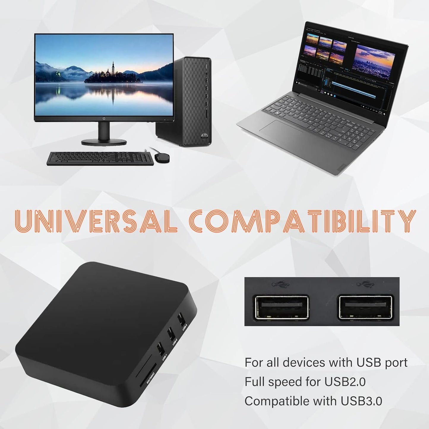 Wansurs 6 1 Pro/M2 Win7,8,10,11 Micro SD Card Reader, in Memory Card Reader for SD/Micro SD/CF/XD/MS Card, Compatible