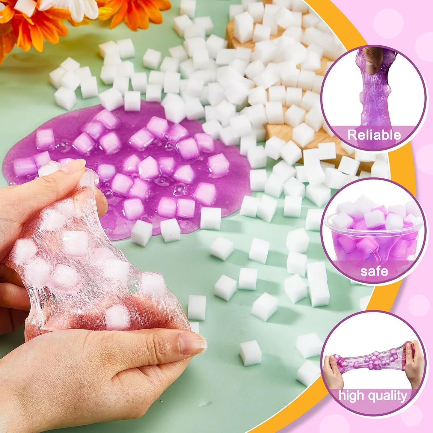Skiennix 400 Pcs Jelly Cube Charms - Colorful DIY Art Accessories for Kids