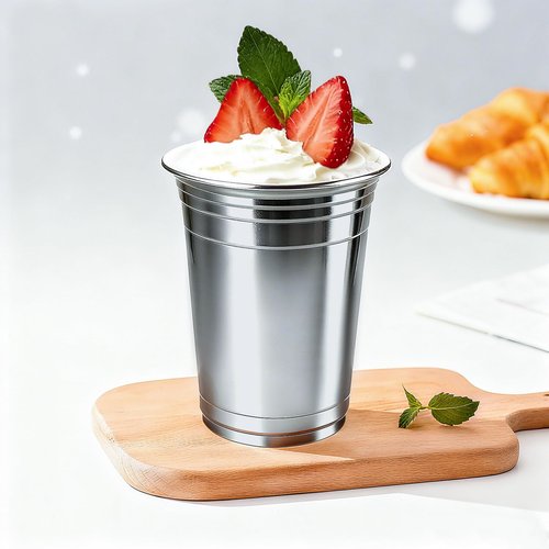 16 oz - 100 Count Metallic Plastic Cups, Disposable Plastic Party Cups for Easy Cleanup and Large Gatherings, Gold Metallic Cups for Birthdays, Parties, Christmas, and Everyday Use (Silver)