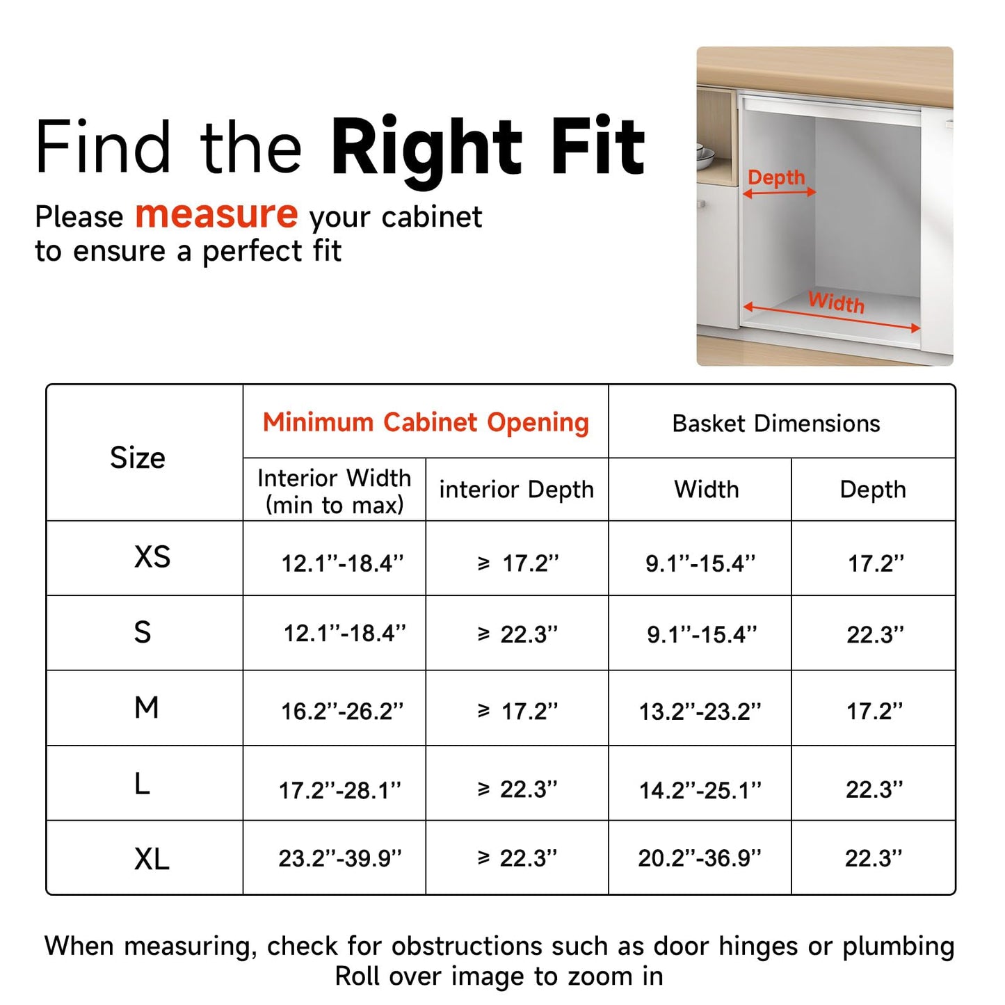 DPZM Expandable Pull Out Cabinet Organizer, 12.3"-18.5" W x 22.5''D
