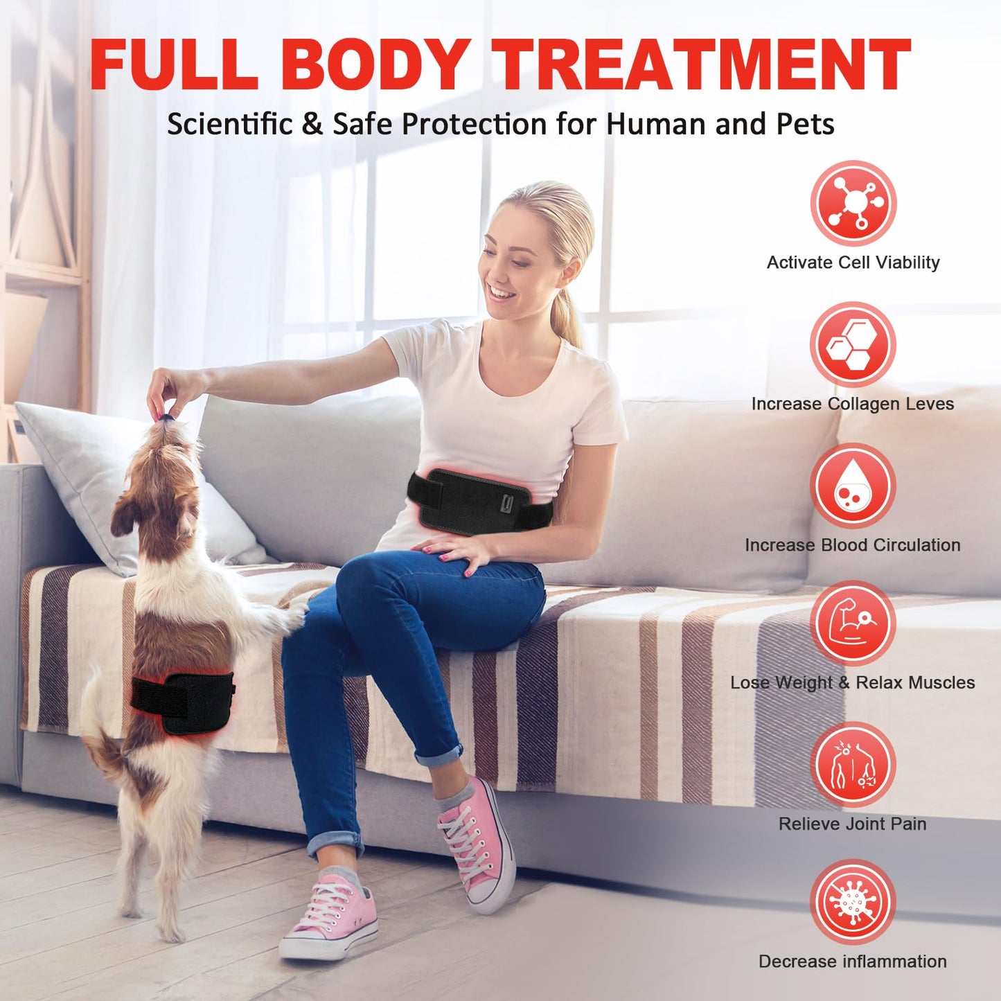 Red Light Therapy for Body, 660nm 850nm Infrared Light Therapy Pad, Wearable Wrap with Timer Remote Control for Back Shoulder Waist Knee, Infrared Light Device Home Use, 12.4'' x 5.7'' Large Area