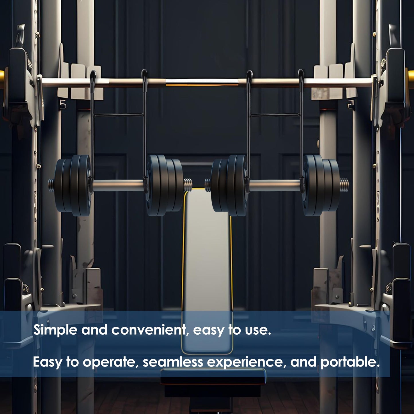 QKOQKO Dumbbell Spotter Hooks, 2-Pack Upgraded 250 lbs Heavy Duty Rack Attachments for Bench Press, Chest & Shoulder Workouts, Safety Hangers with Wrist Straps