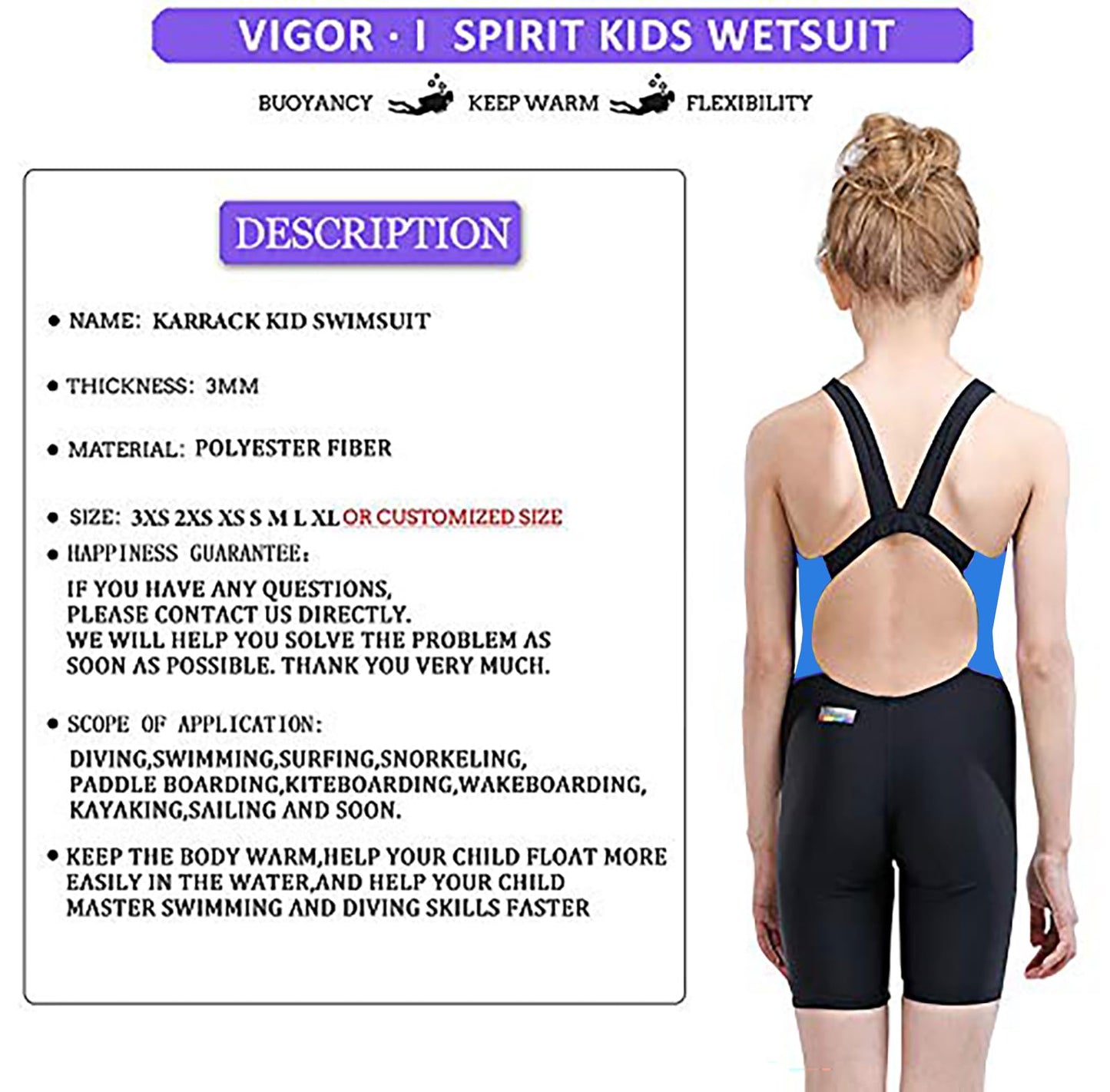 karrack Girls Swimming Suit Sports Conjoined Girls Training Competition Children Swimming Suit (US, Age, 11 Years, 13 Years, Black)