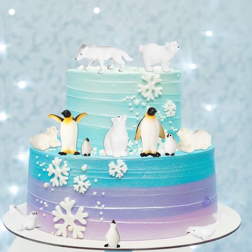 Kasyat 16 Pcs Polar Animals Figurines Set - Realistic Arctic Wildlife Figures for Parties & Decor