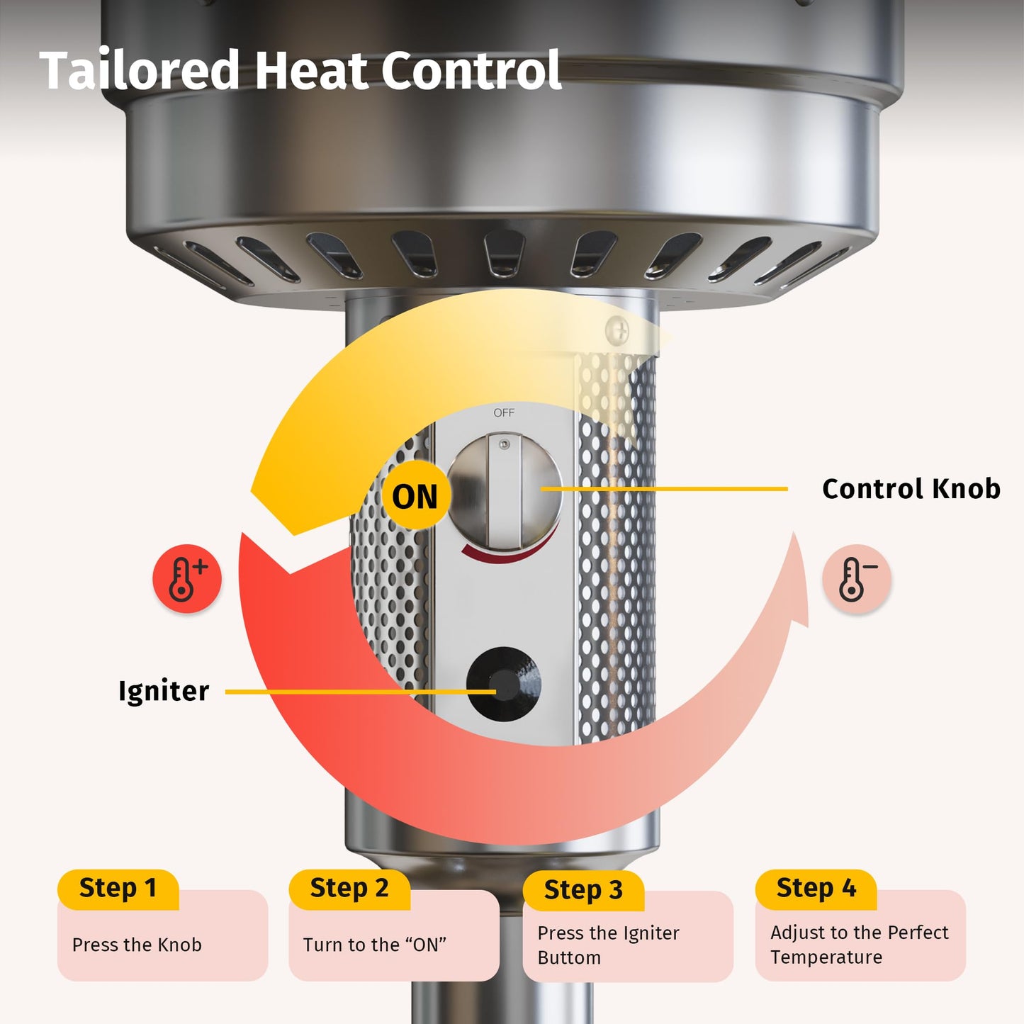 EAST OAK 55,000 BTU Propane Patio Heater with Round Table & Stainless Steel Burner, Outdoor Heater with Wheels, Ideal For Large Patios, Gardens, Outdoor Events, Commercial Use, Black