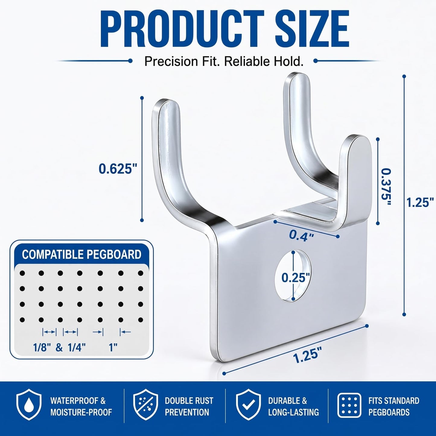 Tandefio Pegboard Hooks Metal Prong Hook Peg Board for Hanging Hangers for Wall Picture Jewelry Display Tool(Silver,50 Pcs)