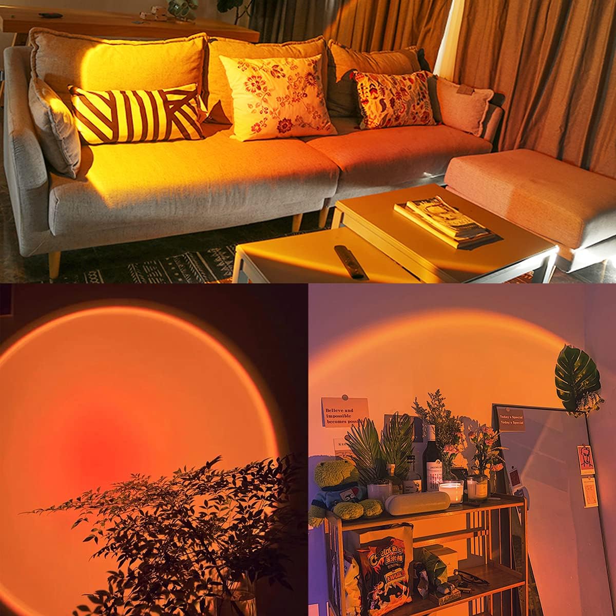 Sunset 360 Full-Color2000mAh Projection Lamp, RGB Video Light, LED Camera Light Rechargable, Magnet Adsorption, Night