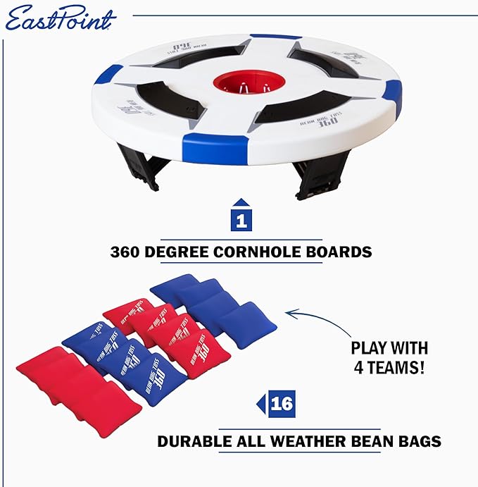 EastPoint Sports Bean Bag Knockout - 360 Degree All-Weather Cornhole Set - Includes 16 Bean Bags