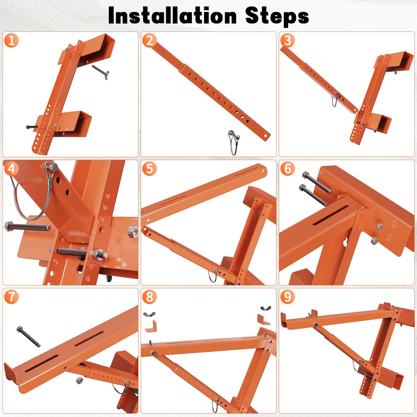 Kweetle Ladder Jacks for Scaffolding Platform 2-Pack, Heavy-Duty Steel Ladder Jacks Scaffold Bracket, 350 lbs Capacity, Two-Rung Short Body Extension Ladder Jack for Roofing, Painting & Jobsite Use