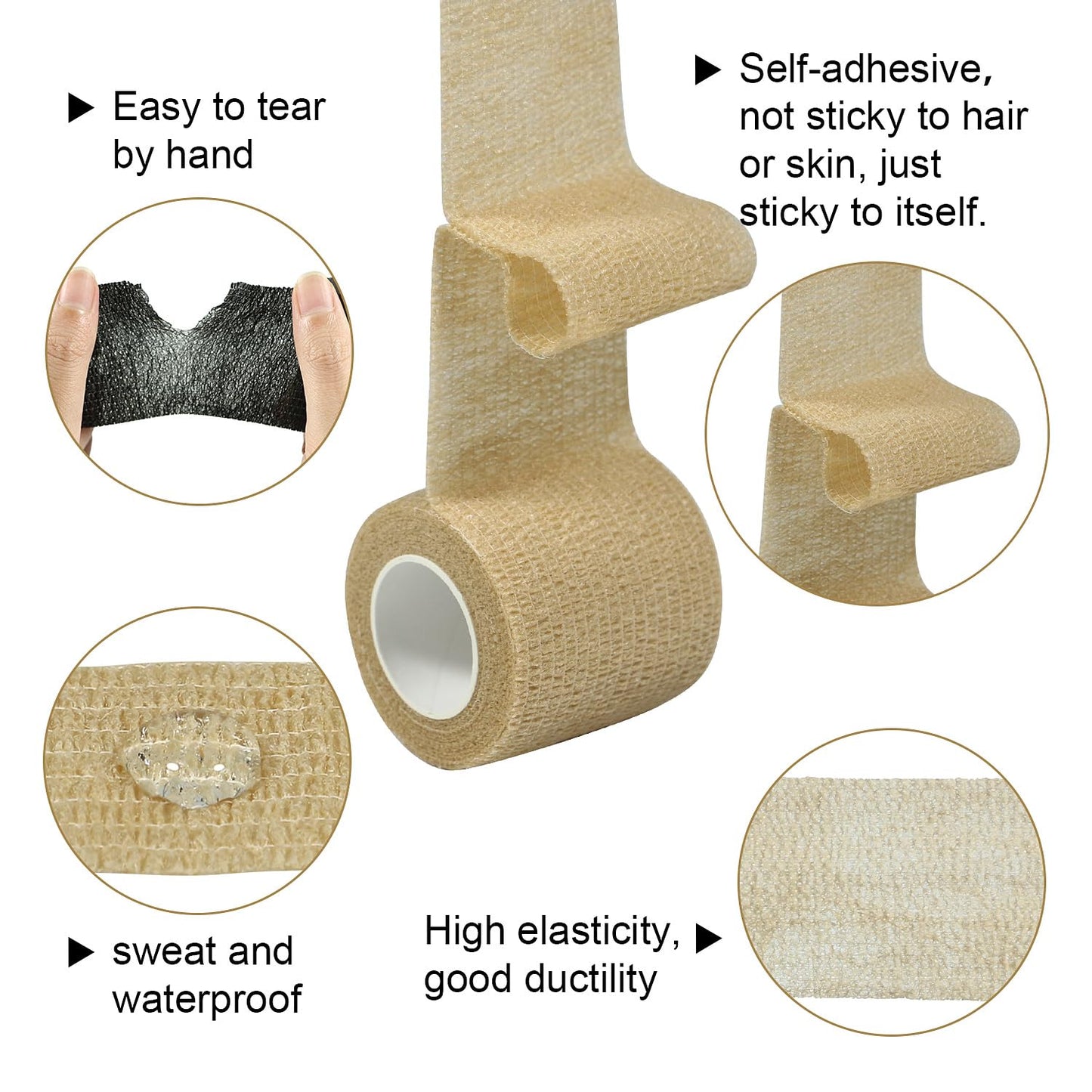 GooGou Self Adherent Wrap Bandages Self Adhering Cohesive Tape Elastic Athletic Sports Tape for Sports Sprain Swelling and Soreness on Wrist and Ankle 8PCS 2 in X 14.7 ft (White)