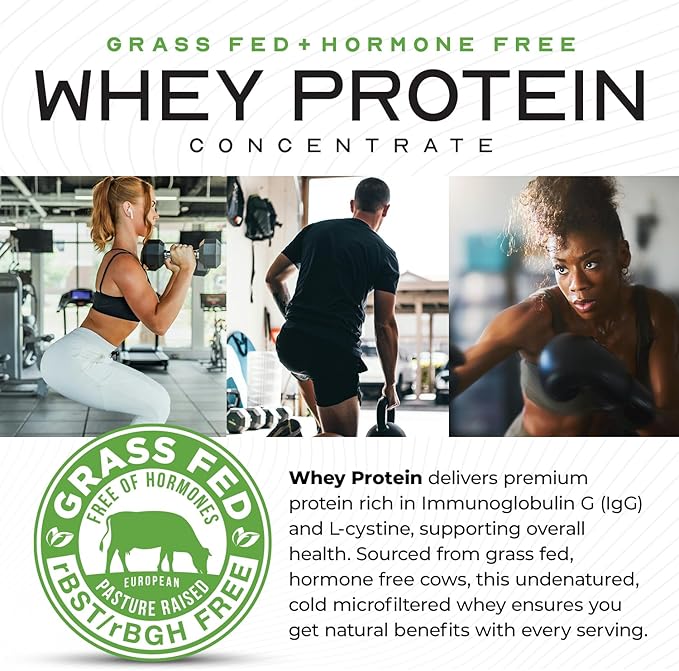 Muscle Feast Grass-Fed Whey Protein Concentrate Powder, All Natural, Hormone Free Pasture Raised Whey Protein Powder for Women & Men, Clean, Non-GMO & Gluten Free Whey Concentrate - Unflavored, 2lb