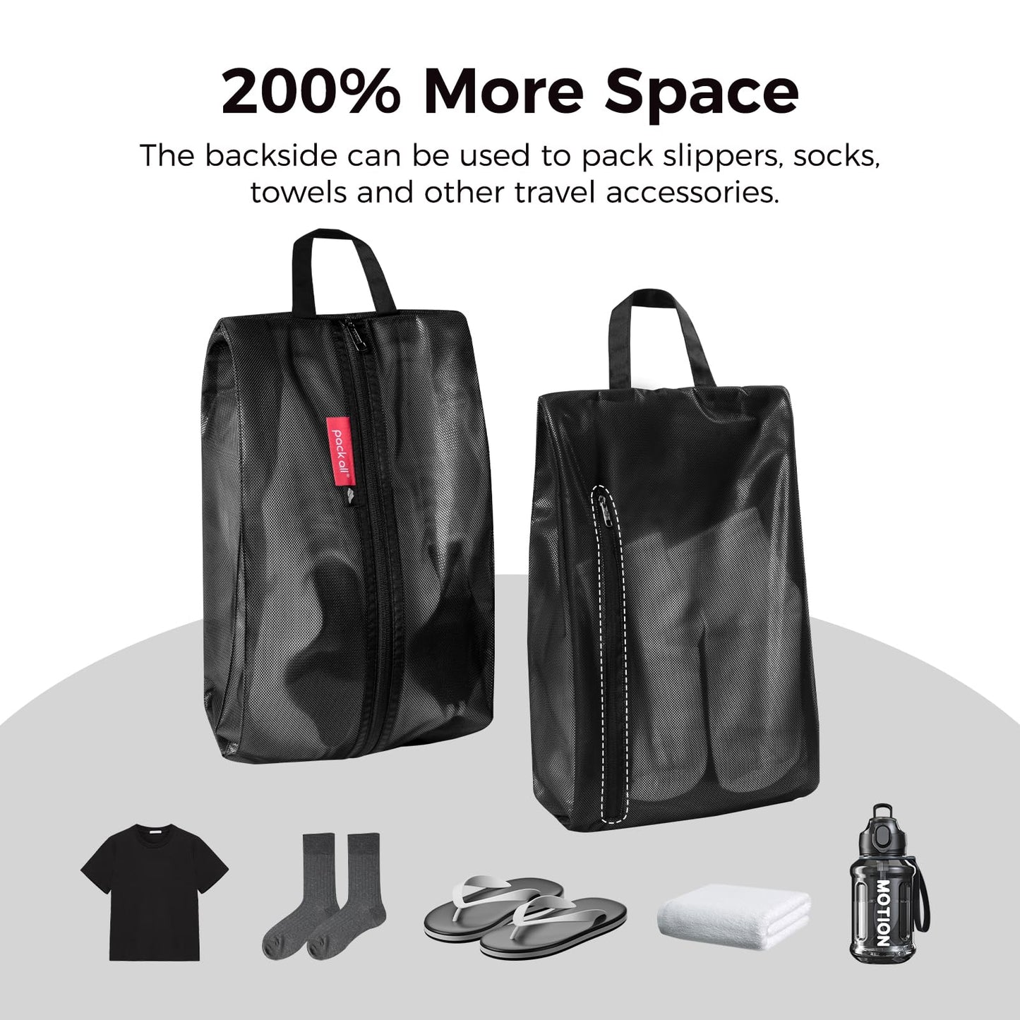 pack all Shoe Bag for Travel, Water-Resistant Shoe Pouch for Gym, Odor-Resistant Soccer Cleats Bag for Sport (Dual Pocket Version)