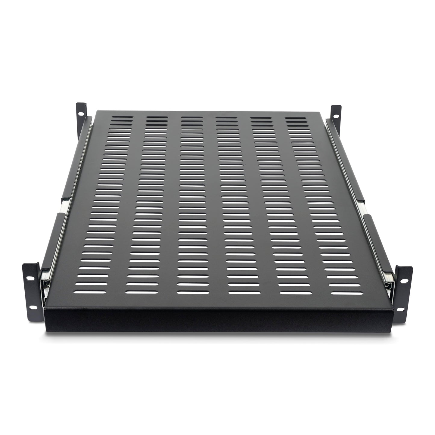 StarTech.com 2U Sliding Server Rack Mount Shelf - 20 to 30in Adjustable Mounting Depth - Vented - 50lb - Heavy Duty Universal 19” Rack Shelf for Equipment Rack - 24in Deep (UNISLDSHF19)