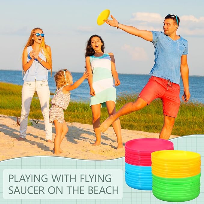 Hiboom Kids Flying Discs 3.4 Inch Mini Classic Flying Disks Bulk Soft Flyer Toy for Outdoor Pets Dog Yard Lawn Games Party Kindergarten Teaching Favors, 4 Colors